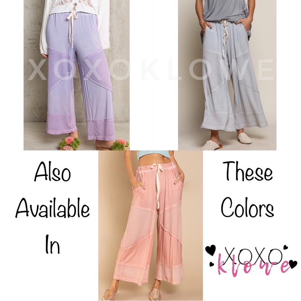 LAST ONE POL Sage Wide Leg Summer Palazzo Pants Loose Knit Lightweight - Picture 15 of 16